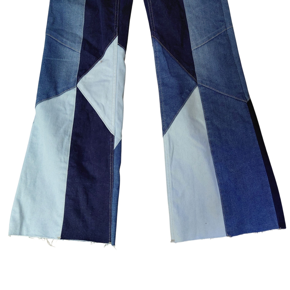 Blue Turtle Bluetones Colorblock Patchwork Flare … - image 3